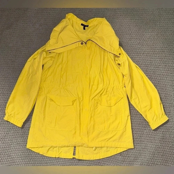 Eileen Fisher Jackets & Blazers - Eileen Fisher Jacket Medium Womens Yellow Anorak Rain Coat Full Zip High Collar